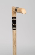 An antique walking stick with marine ivory and timber handle on a whalebone shaft, 19th century, ​​​​​​​92cm high - 2