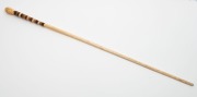 An antique walking stick with carved whale's tooth handle, baleen, casuarina and honeysuckle spacers, on a&nbsp;whalebone shaft, 19th century, 84.5cm high - 2