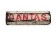 QANTAS vintage painted timber wheel chock, mid 20th century, 48cm wide - 2