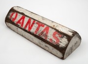 QANTAS vintage painted timber wheel chock, mid 20th century, 48cm wide - 3