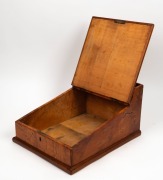 An unusual antique Australian writing slope, crafted from solid slabs of birdseye huon pine inlaid with fiddleback blackwood, cedar, myrtle, red pine and huon pine, Tasmanian origin, 19th century, 25cm high, 36cm wide, 46cm deep - 2