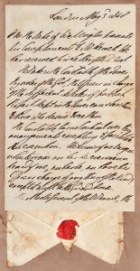 DUKE OF WELLINGTON strong signature on double sided letter with affixed seal, written in the third personal as Constable of the Tower of London, addressed to W. HEWITT, circa 1848.