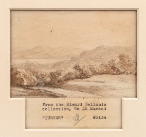 JOSEPH MALLORD WILLIAM TURNER RA (1775-1851), landscape, watercolour&nbsp;with the authorized blind stamps of Wedlake Letts & Burns, with the Turner number W5134, initial of JOHN RUSKIN, noted from the Collection of EDWARD BELLAIS no.45, 8.5 x 12cm, 34 x 31cm