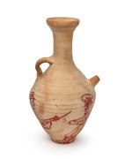 WWII period Australian military folk art painted Greek pottery vessel adorned with caricatures of Adolf Hitler, Mussolini, Josef Stalin and an Australian digger, 28cm high - 2