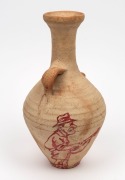 WWII period Australian military folk art painted Greek pottery vessel adorned with caricatures of Adolf Hitler, Mussolini, Josef Stalin and an Australian digger, 28cm high - 3