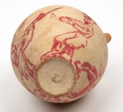 WWII period Australian military folk art painted Greek pottery vessel adorned with caricatures of Adolf Hitler, Mussolini, Josef Stalin and an Australian digger, 28cm high - 5