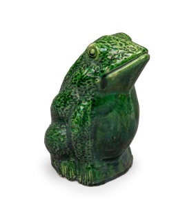 BOSLEY green glazed pottery frog, 20cm high