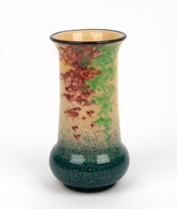 P.P.P. (Premier Pottery Preston) vase with sponge glazed finish and black rim, ​​​​​​​13.5cm high