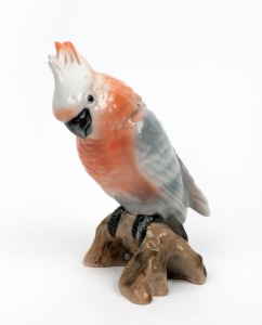 ROYAL DUX "Major Mitchell's Cockatoo" Czechoslovakian porcelain statue, 20th century, pink triangle mark to base, 18cm high
