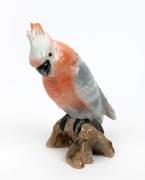 ROYAL DUX "Major Mitchell's Cockatoo" Czechoslovakian porcelain statue, 20th century, pink triangle mark to base, 18cm high