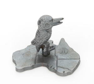 INTERNATIONAL HARVESTER, GEELONG chrome finished metal kookaburra paperweight, 6.5cm high