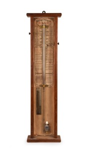 THOMAS GAUNT of Melbourne ADMIRAL FITZROY'S antique wall barometer in kauri pine case, with weather indications for the southern hemisphere, 19th century, 96cm high