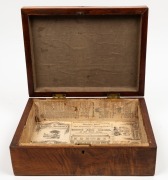 An antique Colonial musk deed box, inlaid with cedar and lined with contemporaneous newspaper, Tasmanian origin, mid 19th century, 12cm high, 33.5cm wide, 25.5cm deep - 2