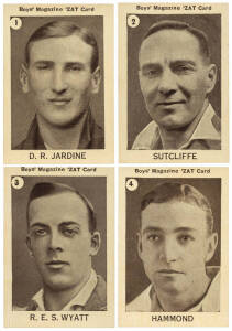 1930 Boys' Magazine "ZAT Card Series (Cricketers Series), medium size complete set [11]. G/VG.