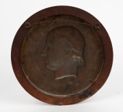 THOMAS WOOLNER (1825-1892), important pair of bronze portrait plaques of Dr Godfrey Howitt and Phoebe Howitt of Melbourne, circa 1853. Both signed "T. Woolner, Sc. 1853". Housed in original circular timber frames. The plaques approximately 23cm diameter, - 7