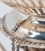 An antique English sterling silver spirit kettle by Edward Barnard & Sons of London, circa 1924, 30cm high, 1528 grams total including wooden handle - 2