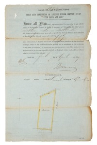 VICTORIAN GOVERNOR - GEORGE PHIPPS: April 1879 licence to occupy land in the Parish of Saltwater in the County of Kara Kara; issued in the name of Mary Louise Hull, and signed "Normanby" by the Governor, the 2nd Marquess of Normanby. The rent was fixed at