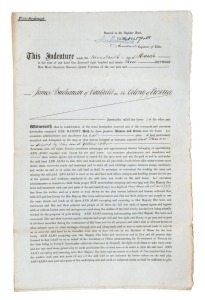 GOLD MINING IN MARYBOROUGH: A March 1893 indenture bestowing a lease of land in the Parish of Craigie, County of Talbot, in the mining district of Maryborough, to JAMES BUCHANAN, of Caulfield; the document sealed and signed by Sir John MADDEN (Chief Justice) on behalf of the Government of the Colony of Victoria.