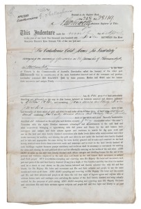 GOLD MINING IN VICTORIA: An April 1907 Indenture between King Edward VII (signed by his representative, Sir John Madden, Lieutenant Governor) and "The Caledonia Gold Mines, No Liability" for carrying on mining operations in the parishes of Warrandyte and Nillumbik" in the mining district of Castlemaine. Fully signed by all parties, with a hand-drawn map of the leased land.