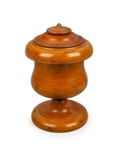 A rare Colonial Australian treen ware tobacco jar, crafted from turned musk, Tasmanian origin, 19th century, 22cm high