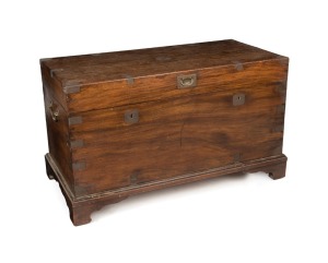 An antique camphorwood trunk with double locking mechanism, 19th century, 61cm high, 96cm wide, 53cm deep