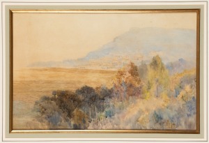 ARTIST UNKNOWN, (Mediterranean coastal scene), watercolour, signed lower right (illegible), 30 x 47cm, 65 x 82cm overall