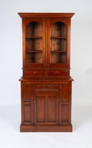 An Australian cedar and walnut dwarf bookcase, 19th/20th century, 180cm high, 84cm wide, 41cm deep