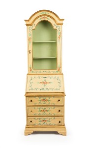 A vintage Florentine bureau bookcase with hand-painted floral decoration, 20th century,