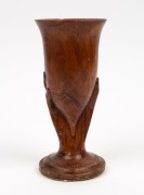 An antique carved wooden hand cup, stamped "A SOUVENIR FROM PITCAIRN ISLAND", ​​​​​​​19.5cm high - 2