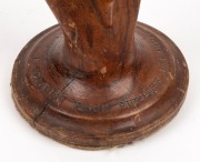 An antique carved wooden hand cup, stamped "A SOUVENIR FROM PITCAIRN ISLAND", ​​​​​​​19.5cm high - 3