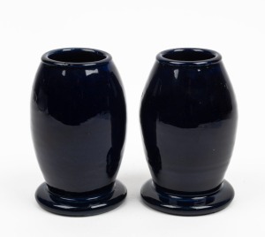 BENDIGO pair of blue glazed pottery vases, 19th/20th century, 12cm high