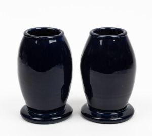 BENDIGO pair of blue glazed pottery vases, 19th/20th century, 12cm high