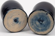 BENDIGO&nbsp;pair of blue glazed pottery vases, 19th/20th century, 12cm high - 2