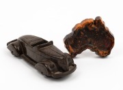 WINNA Australian bakelite&nbsp;roadster sports car, together with a map of Australia bakelite ashtray, 20th century, (2 items), the car 18cm long