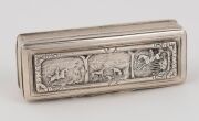 CAPTAIN SOMERSET, 51st REGIMENT: Antique silver snuff box with repousse coursing scene decoration, engraved inside the lid "PRESENTED TO Capt. Somerset HM 51st REGT, as a token of respect for his kindness and humanity shown to his obed.t & industrious ser - 4