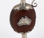 An antique Australian silver and burra nut miniature ewer with Australian coat of arms in a Map shaped shield, 19th century, 10cm high - 2