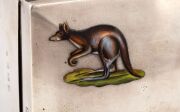 An antique sterling silver box with enamel wallaby decoration, lined in cedar, made in Birmingham, circa 1909, 5.5cm high, 9.5cm wide, 9.5cm deep - 2