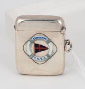 PRINCE ALFRED YACHT CLUB (Sydney). BRONZEWING: Attractive sterling silver vesta case emblazoned with the yacht name "Bronzewing" which belonged to SAMUEL HORDERN. Reverse impressively decorated with eighteen British Commonwealth flags in coloured enamel. - 5