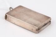 An antique sterling silver and enamel vesta case with calling card decoration "JAMES HOLMES' Bathurst, N.S.W.", made in Birmingham, (maker's marks rubbed), early 20th century, 6cm high, 52 grams - 2