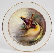 ROYAL WORCESTER set of four "Bird of Paradise" hand-painted English porcelain cabinet plates, signed "R. AUSTIN" and designed by ELLIS ROWAN, puce factory marks to base with titles, 22cm diameter - 4