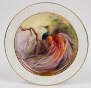 ROYAL WORCESTER set of four "Bird of Paradise" hand-painted English porcelain cabinet plates, signed "R. AUSTIN" and designed by ELLIS ROWAN, puce factory marks to base with titles, 22cm diameter - 6