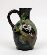 GOUDA Dutch pottery "Magpie" hand-painted jug with floral decoration, signed "799, HOLLAND, GOUDA, MAGPIE, DUTCH-ART-POTTERY" with pictorial mark, 18.5cm high - 2