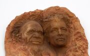 WILLIAM RICKETTS "All Life is One"&nbsp;pottery wall plaque with self-portrait of William Ricketts and Aboriginal elder, signed "Wm. Ricketts", 35.5cm high, 24cm wide - 2