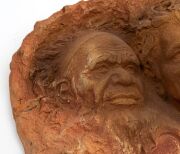 WILLIAM RICKETTS "All Life is One"&nbsp;pottery wall plaque with self-portrait of William Ricketts and Aboriginal elder, signed "Wm. Ricketts", 35.5cm high, 24cm wide - 4