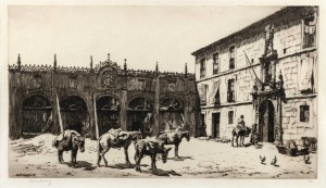 LIONEL ARTHUR LINDSAY (1874-1961), The Convent Of Huelgas, Near Burgos, dry point etching, signed lower left "Lionel Lindsay", 20 x 34cm, 41 x 58cm overall