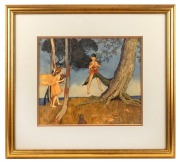 IDA RENTOUL OUTHWAITE (1888-1960), (Fairy Watching a Boy Playing a Flute), watercolour and ink on paper, signed lower left "Ida Rentoul Outhwaite",&nbsp; 29 x 34cm, 51 x 56cm overall - 2