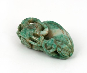 A Chinese carved jade buffalo ornament, 19th/20th century, ​​​​​​​6.5cm long