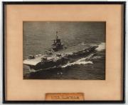 Three WWII period black and white photographs of war ships including H.M.S. Illustrious and H.M.S. Grenville in the Bay of Naples, circa 1940s, the largest 24 x 31cm overall - 2