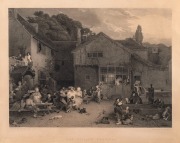 "The Village Festival" antique English engraving, housed in an antique Australian timber frame, 19th century, 45 x 53cm overall - 2