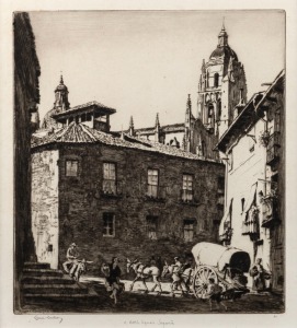 LIONEL ARTHUR LINDSAY (1874-1961), A Little Square, Segovia, etching, signed and titled in the lower margin, 25 x 22cm, 48 x 44cm overall